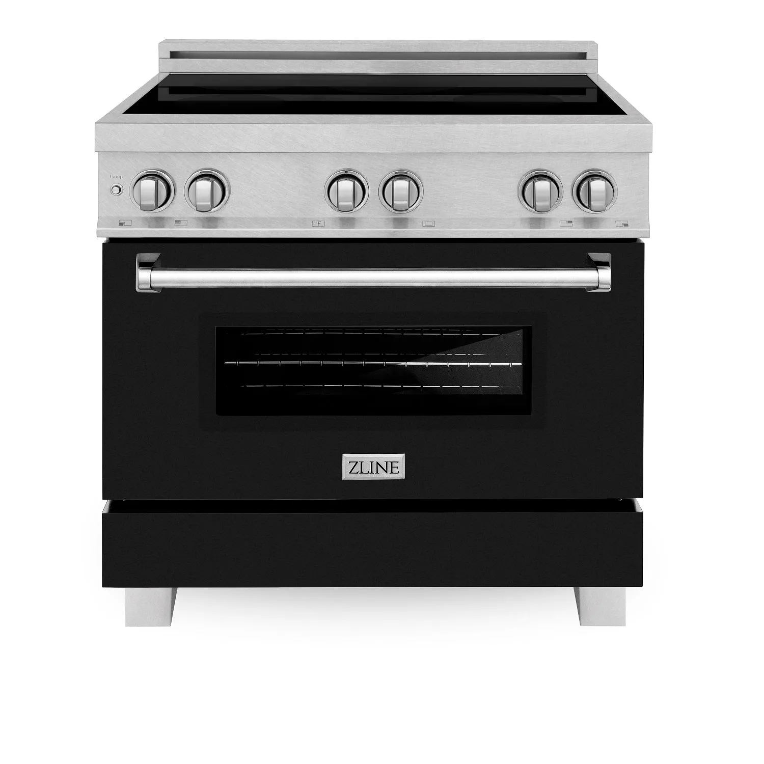 ZLINE 36" 4.6 cu. ft. Induction Range with a 4 Element Stove and Electric Oven in DURASNOW® Stainless Steel and Black Matte (RAINDS-BLM-36)